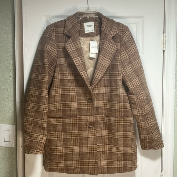 Abercrombie & Fitch Plaid Blazer in Brown and Tan - Picture 4 of 6